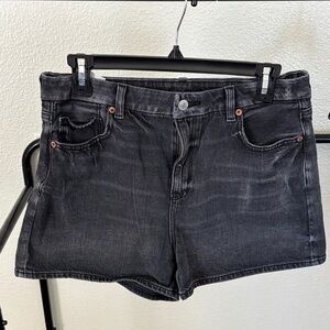 American Eagle Curvy Mom Shorts Black Washed Denim